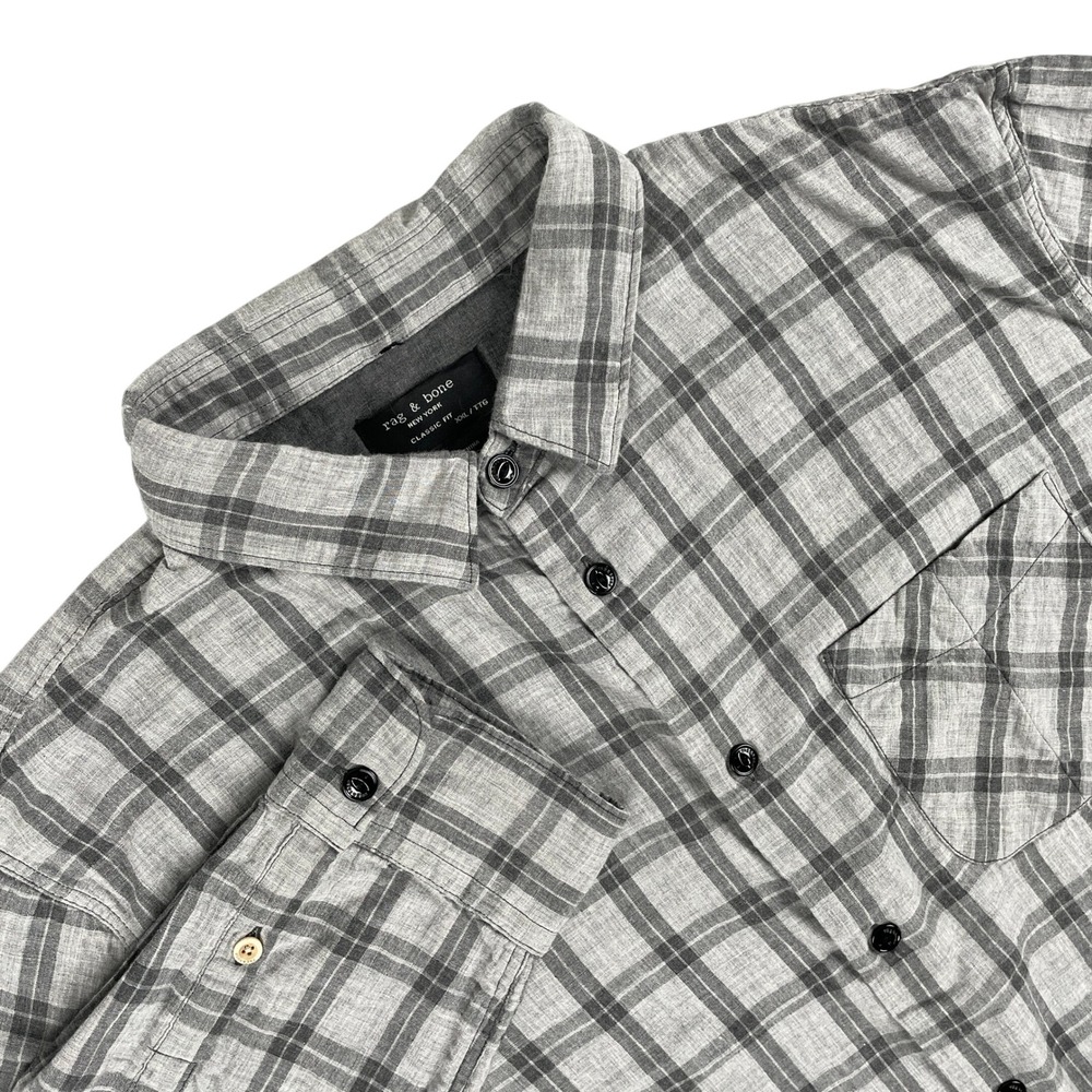Rag & Bone Shirt Mens‎ XXL Gray Plaid Long Sleeve Classic Fit Button Down Casual